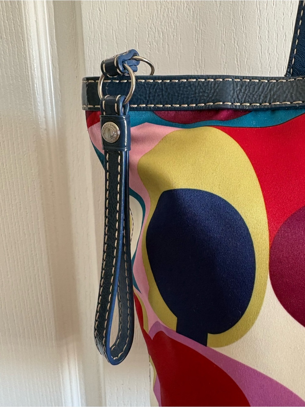 Coach Multicolor Pop Circle Canvas Tote with Navy Trim - Picture 3 of 9